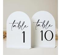 HOODO White Arch Acrylic Wedding Table Numbers 1-10 with Stands, 5"x7" Modern Elegant Signs and Holders, White Arch Table Numbers for Wedding Reception, Centerpiece, Party, Anniversary, Event
