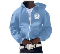 Hoody Fleece Pullover Men Quarter Zip Mens Christmas t Shirts Funny Winter Hoodies Sleeveless Denim Jacket Hoodie for Black Jumper Puffer Gilet (Sky Blue, M)