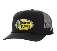 HOOEY Cactus Ropes Circle Patch Trucker Hat for Men - Adjustable Snapback Mesh Baseball Cap - Western Work & Casual Wear, Black/Yellow Patch, One size