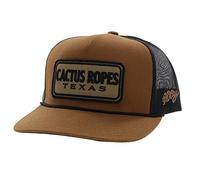 Hooey Cactus Ropes Patch Trucker Hat for Men Adjustable Snapback Mesh Baseball Cap Breathable Western Hat, Tan/Black, 0