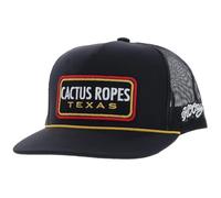 HOOEY Cactus Ropes Texas Patch Trucker Hat for Men - Adjustable Snapback Mesh Baseball Cap - Breathable Mesh - Western Trucker Hat for Ranch, Work, & Everyday Wear - One-Size - Black/Yellow