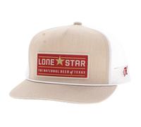 HOOEY Lone Star Beer Patch Adjustable Snapback Hat, Tan/White, One size