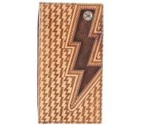 HOOEY Men's Rodeo Wallet - Genuine Leather Long Bifold Western Wallet - Slim Checkbook Holder for Cowboys & Rodeo Fans, Zemi - Tan/Brown, One Size, 3206171