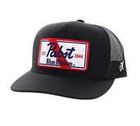 HOOEY Officially Licensed Pabst Blue Ribbon Adjustable Snapback Mesh Back Trucker Hat, Black/White/Red, One size
