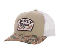 HOOEY Outfitters Critter Camo Snapback Hat - Mesh Back Trucker Cap for Men, Hunting & Fishing Hat, Duck Camo Baseball Cap, Tan/White/Camo, One size