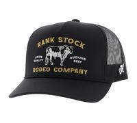 HOOEY Rank Stock Adjustable Snapback Mesh Back Trucker Hat, Black, One size