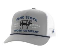 HOOEY Rank Stock Adjustable Snapback Mesh Back Trucker Hat, Grey/White, One size