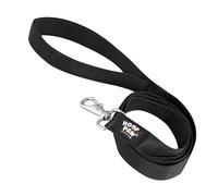 Hoof n Paw Training Lead For Dogs, Premium Nylon Puppy & Dog Lead, Padded Handle, Comfortable & Easy to Use Leash, For Small, Medium & Large Dogs (Plain Black, 1.8 metre (6 ft))