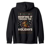 Hoofing It Through The Holidays Christmas Santa Xmas Family Zip Hoodie