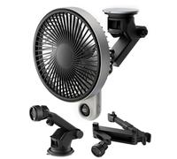 Hoofun 3-in-1 Portable Handheld Fan Rechargeable, Car Fan with Suction Cup Headrest Mount, Detachable Mini Hand Fan with 3600mAh & LED Display, 5 Speeds Strong Airflow for Car, Travel, Camping, Home