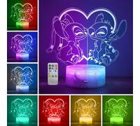Hoofun Stitch Lamp: 16 Colors Night Light with Remote Control, Anime 3D Illusion Bedside Lamp, Stitch Merch Gifts Stuff for Girls Kids Room Decor Birthday Decorations Christmas Holiday