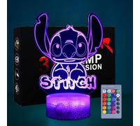 Hoofun Stitch Lamp: 3D Illusion Night Light with Touch & Remote Control, 16 Colors Anime Children's Lighting Desk Lamps, Stitch Merch Stuff Gifts for Girls Kids Room Decor Birthday Christmas Holiday