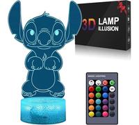 Hoofun Stitch Lamp with Timer, 16 Colours 3D LED Illusion Anime Night Light with Remote Control, Memory Function and Smart Touch, Stitch Stuff Merch Gift for Children, Birthday, Room Decoration