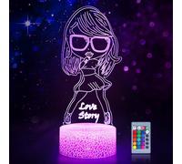 Hoofun Taylor Swift Merch Gifts: Fans Merchandise,16 Color LED Night Light 3D Illusion Lamp with Remote Control & Smart Touch for Girls Bedroom Decor Music Birthday Christmas