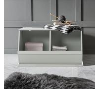 Hooga Home Storage Bin - Wooden Stackable Storage Unit with 2 Large Compartments - 77cm x 34cm x 43cm
