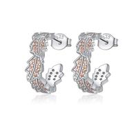 HOOHWE 925 Sterling Silver Hoop Earrings for Women Leaf/Rose Flower Huggie Earrings Hypoallergenic Jewelry Gifts for Women (Leaf)