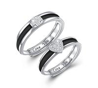 HOOHWE 925 Sterling Silver Rings Promise Rings for Couples Engraved I LOVE YOU Couples Rings Wedding Ring Sets for Women Men