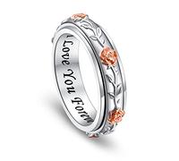 HOOHWE Anxiety Ring for Women 925 Sterling Silver Spinner Fidget Rings Worry Relieving Boredom ADHD Autism Band Rings Anti Stress Jewelry for Women Men P 1/2
