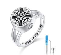 HOOHWE Celtic Cross Urn Ring S925 Sterling Silver Always in My Heart Cremation Urn Ring for Ashes Keepsake Cremation Jewelry Memorial Rings for Women (R 1/2)