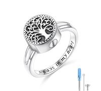 HOOHWE Celtic Tree of Life Urn Ring S925 Sterling Silver Always in My Heart Cremation Urn Ring for Ashes Keepsake Cremation Jewelry Memorial Rings for Women (N 1/2)