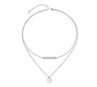 HOOHWE Dainty Layered Choker Necklaces for Women 925 Sterling Silver Dot Bar Pendant Necklace Adjustable Layering Jewelry Gift for Women