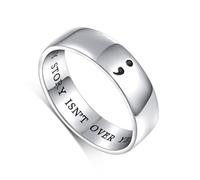 HOOHWE Inspirational Jewelry S925 Sterling Silver MY STORY ISN'T OVER YET; Semicolon Ring for Men Women or Unisex Width 6mm(Y1/2)