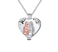 HOOHWE Lockets Necklace for Women Sterling Silver Heart Locket Necklaces Sisters Best Firends Keepsake Hold Photo Locket Necklace BFF Remembrance Gifts for Women