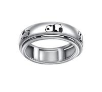 HOOHWE Spinner Rings for Anxiety,S925 Sterling Silver Fidget Anxiety Worry Relieving Boredom ADHD Autism Band Rings for Teen Girls (Panda Rings, 6)
