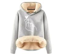 Hooides Jumpers For Women - Fleece Lined Hoodie Cow Sweatshirt - Trendy Drawstring Long Sleeve Pullover Highland Cow Gifts For Women Girls 2026 Light Gray