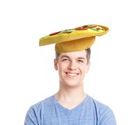Hooin Pizza Hat - Novelty Italian Pizza Party Headwear with Felt Toppings - Comfortable Fit - Perfect for Fancy Dress Events & Themed Parties