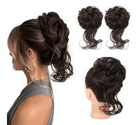 HOOJIH 2 Pieces Messy Bun Updo with Vine Wavy Curly Ponytail Scrunchies for Women HB010 Dasiy Dark Chocolate Brown
