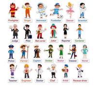 HOOJOJO 50 Occupation Character Word Felt Police Firefighter Doctor Mix and Match Learning Words Felt Board Story Sets Early Interactive Play Kit(No Backboard Included)
