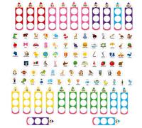 HOOJOJO Alphabet Matching Felt Set with Picture Tokens, Flat Felt Letter Cards, Hook and Loop Dots, Classroom Teaching Supplies for Felt Board Activities