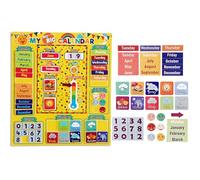 HOOJOJO Magnetic Calendar for Classroom Circle Time Learning Center Preschool Learning Activities Weather Date Month Day Seasons Days of The Week (Yellow)