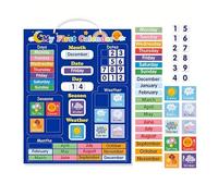 HOOJOJO Magnetic Calendar for Classroom Circle Time Learning Center Preschool Learning Activities Weather Date Month Day Seasons Days of The Week (Blue)