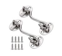 Hook and Eye Latch 3 Inch Grey Cabin Patio Door Hook and Eye White 2Pack Stainless Steel 75mm Heavy Duty Cabinet Latches for Door Gate Window Closet Shed Hardware Catch Silent Holder