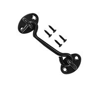 Hook and Eye Latch Barn Door Latch, Heavy Duty Solid Thicken Stainless Steel Gate Latch, Cabin Easy Lock Hooks and Eye Latch (100mm /4'', Black)
