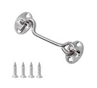 Hook and Eye Latch, Black Gate Hook Stainless Steel Cabin Hook for Internal Door Hooks to Keep Door Open,75mm Door Catch for Outdoor Garden Gate Latch Use (Silver, 3inch)