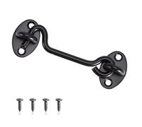 Hook and Eye Latch, Black Gate Hook Stainless Steel Cabin Hook for Internal Door Hooks to Keep Door Open,75mm Door Catch for Outdoor Garden Gate Latch Use (Black, 4inch)