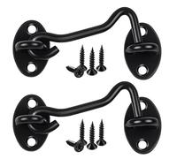Hook and Eye Latch,Cabin Hook Stainless Steel Door Lock Hook,2 Pcs Black Door Latch for Internal Door Hooks to Keep Door Open,3 Inch Door Catch for Outdoor Garden Gate Latch Use(Black, 3 in)