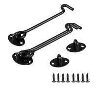 Hook and Eye Latch - Homiladi 2 Pack 6 Inch Stainless Steel Black Door Bolts for Internal Doors | Combination Bolt Lock for Barn, Sliding & Garden Gates with Mounting Screws for Sheds & Windows