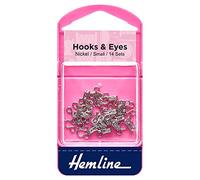 Hemline H400.1 Nickel/Brass Rust Proof Hook/Eyes Size 1 14 Sets in a Plastic Box by Hemline