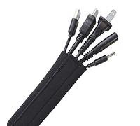 Hook and Loop Cable Sleeve by Wrap-It Storage - 120" x 4.5" Black - Cut to Size Cord Organizer and Cable Protector for Desk, TV Cord Management to Hide and Cover Wire and Extension Cords