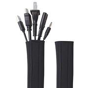 Hook and Loop Cable Sleeve by Wrap-It Storage - 48" x 4.5" (2-Pack) Black - Cut to Size Cord Organizer and Cable Protector for Desk, TV Cord Management to Hide and Cover Wire and Extension Cords