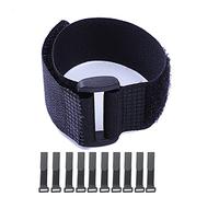 Hook and Loop Cable Straps,Black Self-Adhesive Nylon Straps Cable/Securing Straps with Buckles,Adjustable Reusable Cinch Straps, 1" x 12" Pack of 10 (25 x 300 mm)
