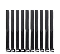 Hook and Loop Cable Straps,Black Self-Adhesive Nylon Straps Cable/Securing Straps with Buckles,Adjustable Reusable Cinch Straps, 1" x 31" Pack of 10 (25 x 800 mm)