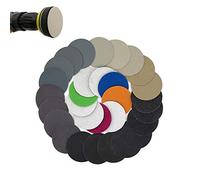 Hook and Loop Discs BE-TOOL 100# 2 Inch Polishing Sander Pads, Wet/Dry Hook and Loop Sanding Discs with 50mm Velcro Type Backing Pads - Total 10 Discs