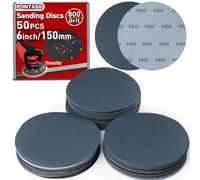 Hook and Loop Sanding Disc 6 Inches Wet and Dry Sanding Pad Assorted 800 Grit, 50Pcs Silicon Carbide Sander Paper Flocking Sandpaper Orbital Sander Discs for Car Wood Metal Mirror Jewelry Polishing