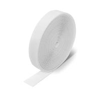 Hook and Loop Strip Tape 25 Meter Self Adhesive Sticky Back Fastening Tape Extra Strong - for Ironing, Bonding, Patching Clothing, Fabric fusing 20 mm Wide (White)