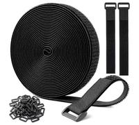 Hook and Loop Strip Tape, 8M Sticky Back Velcro Tape Self Adhesive Heavy Duty Adhesive Strips, Black Stick On Velcro Sticky Pads for Home,Office,Garden, Cable Management